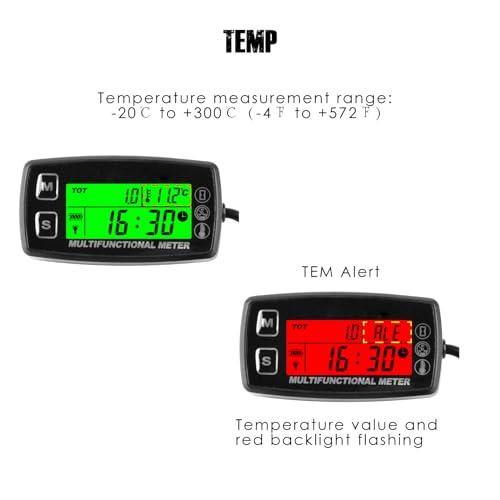 Taikemeti Engine Temperature Gauge, Digital Hour Meter, Waterproof Design, Replaceable Batteries, Designed for Lawn Mowers, Automobiles, and ATVs. (TS002) by Taikemeti - Used condition - Image 2