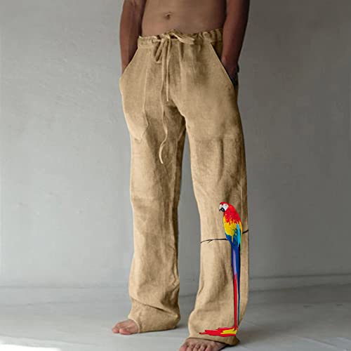 Mens Pants, Linen Pants Men Pants For Men Mens Lounge Pants Mens Beach Pants Casual Pants For Men Linen Pants Mens Spandex Pants Yoga Capri Pants Men White Beach Pants Khaki,M #TOP3