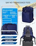 ECOHUB 17" Small Travel Backpack, United Airlines Personal Item Bag 17x10x9 with 16 Pockets, Water Resistant Rucksacks Fit 15.6" Laptop, AirTag Pocket, Lightweight Casual Daypack, 25L, Blue