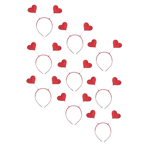 PAMINGONO 9 Piezas diadema de corazón rojo Bailar women Diadema de corazón de San Valentín cintas para el pelo aros de pelo de corazón amoroso Diademas temáticas de San Valentín el plastico