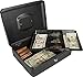 SentrySafe Black Money Saving Box with Cash Tray and Key Lock, Portable Safe Box with Carrying Handle, 0.21 Cubic Feet, 3.75 x 12 x 9.3 Inches, CB-12