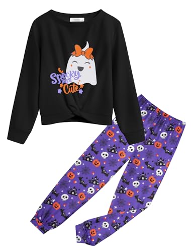 Image of Arshiner Girls 2 Piece Outfits Fashion Twist Front Tracksuit Long Sleeve Pullover Sweatshirt Sweatpants Jogger set Sweatsuit