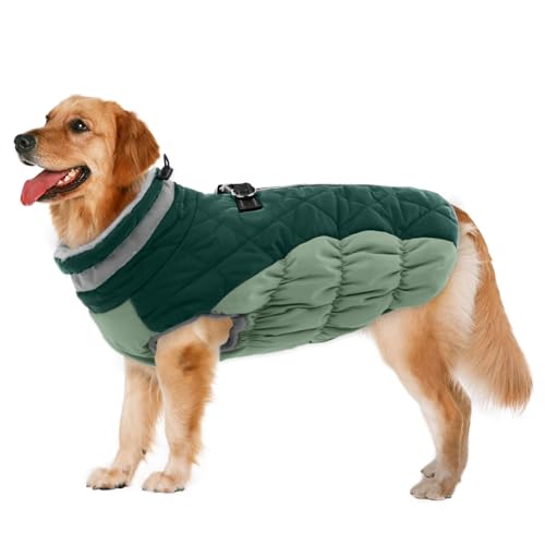 Lelepet Warm Dog Winter Coat Dog Coats for Extra Large Dogs Waterproof Dogs Jacket with Harness Built in Reflective Cold Weather Coats Windproof Zip-Up Winter Fleece Vest Snowsuit Great Dane