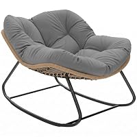 Outsunny Fauteuil à Bascule Papasan Intérieur Extérieur Coussin Rotin Gris