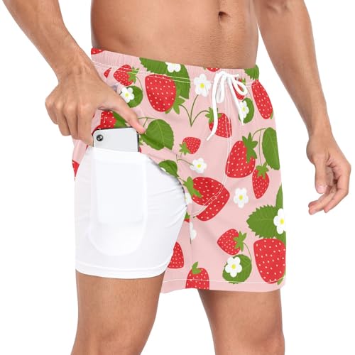 Men Swim Trunk with Compression Liner Quick Dry Mens Bathing Suit S-XXL