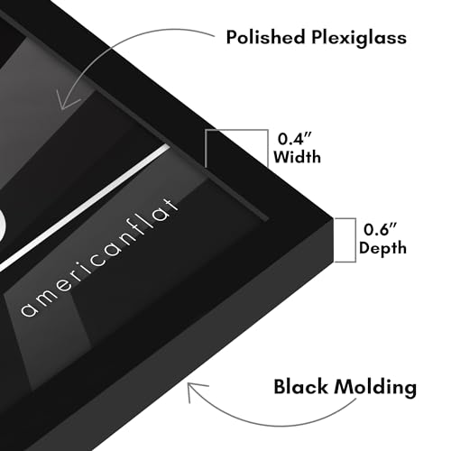 Americanflat 13x13 Picture Frame with Polished Plexiglass - Streamline Collection - Thin Border Square Frame for Wall Display - Hanging Hardware Included - Black