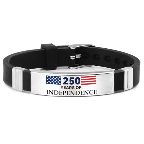 mintolex Patriotic 250 Years of Freedom Bracelet Red White and Blue Bangle Wristband 4th of July American 250th Anniversary 1776-2026 Independence Day Jewelry, 250 Years of Independence