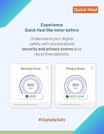 Quick Heal Total Security - 3 User's, 1 Years, AI Based Device Security for Windows PC, Dark Web Monitoring and Parental Control (Email Delivery in 1 Hour- No CD) + Get 6 month AntiFraud.