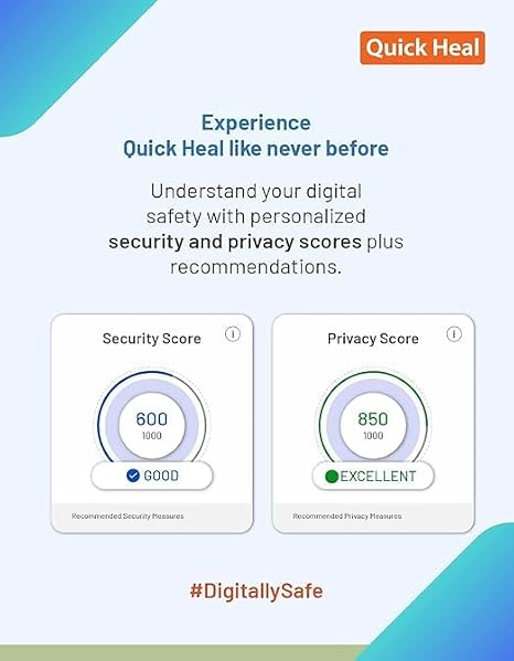 Quick Heal Total Security - 3 User's, 1 Years, AI Based Device Security for Windows PC, Dark Web Monitoring and Parental Control (Email Delivery in 1 Hour- No CD) + Get 6 month AntiFraud.