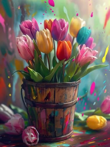 Peinture par numéro 100x130cm tulipe loisir créatif kit complet peinture acrylique