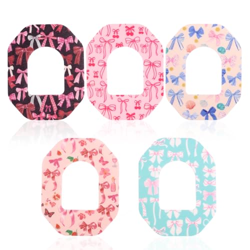25pcs Adhesive Patches for Omnipod 5 Colorful Overpatches Breathable Waterproof Cover Patches CGM Sensor Covers Stickers Accessories for Omnipod 5 (Bow Knot Style)