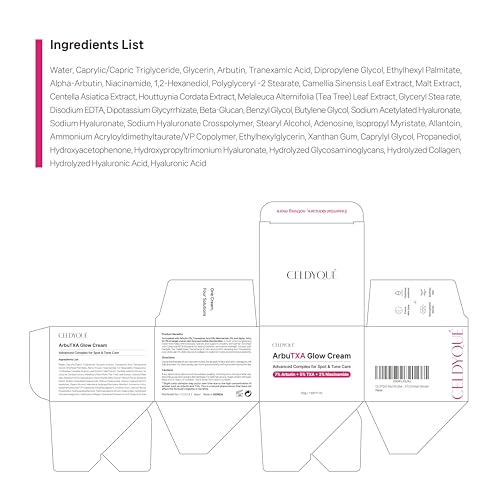 Arbutin 7% + Tranexamic Acid 5% + Niacinamide 2% Intensive Tone Care Facial Cream -Dark Spots, Freckle, Blemishes, Pigmentation, Dull & Uneven-Looking Tone w/ Alpha Arbuitn 20,000 ppm Korean Skincare