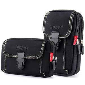 Handy Smartphonetasche, Multifunktional Bauchtasche Tasche Beutel für Camping Wandern Radfahren, Geeignet für Telefone bis zu 6,5 Zoll (2 Stück Schwarz)