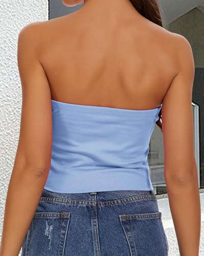 Image of Summer Tube Tops Basic Crop Tops for Women Strapless Tank Casual Tunics Sexy Short Shirts 2026