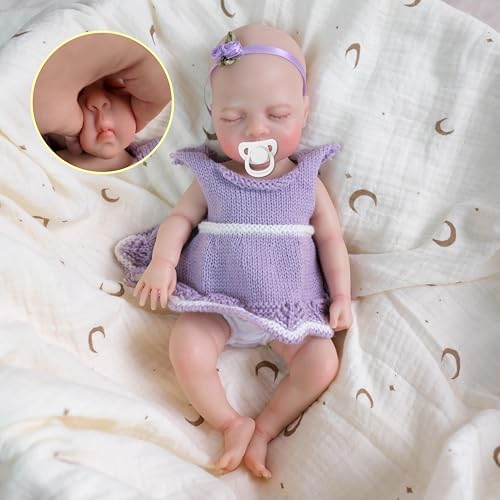 RXDOLL Mini muñecas Reborn de silicona de platino sólido de cuerpo completo para niña de 12 pulgadas, tamaño pequeño, muñecas realistas recién nacidas que parecen muñecas de bebé durmiendo reales