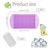 Mini Ice Cube Trays, 2 Pcs Small Ice Cube Trays with Silicone Material, Perfect for Baby Food, Cocktails and Dorm Freezers, Compact Design 23.6x11.9cm (White + Purple) - Image 2