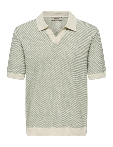 ONLY & SONS Knit Onsadrian Life Reg 7 SS Resort Polo en Maille, Iceberg Green, L Homme