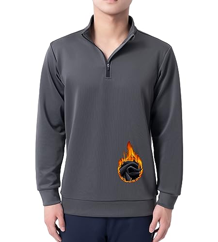 Image of DEVOROPA Boys 1 /4 Zip Pullover Jacket Fleece Lined Long Sleeve Kids Running Workout Tops Water Resistant Golf Thermal Shirts