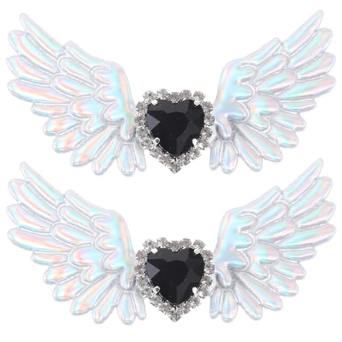 AMUSLESUR Clips para Zapatos Alas de Ángel en Aleación y Rhinestone, Adornos Góticos para Botas Estilo Militar, Accesorios Elegantes y Únicos para Calzado de Moda