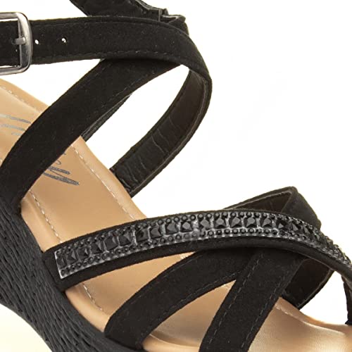 Lilley Sydney Womens Black Wedge Strappy Sandal - Image 7