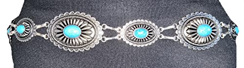 Texas West Western Women's Square Agate Stone Concho Chain Belt in 3 colors2