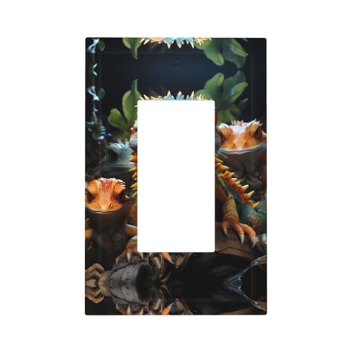 ModernColorful - Cubiertas decorativas para interruptores con estampado de lagartos, paneles de pared duraderos para interruptores de luz y enchufe