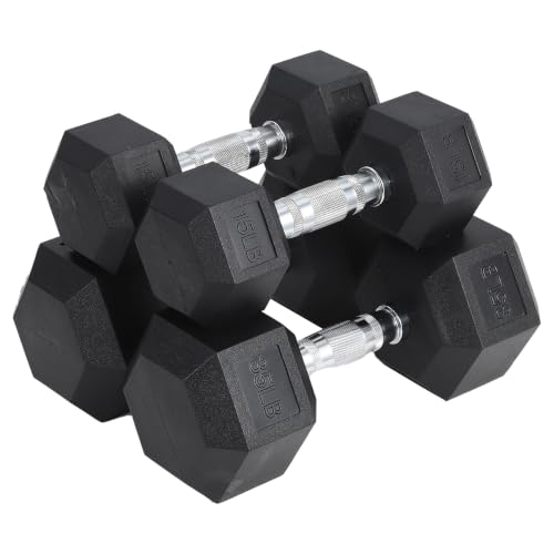 Garvee Hex Dumbbells Set for Home Gym – PVC/PEV Coated, Anti-Roll Design, Non-Slip Grip, Cast Iron Core – Versatile Strength Training Weights, 100 lb set