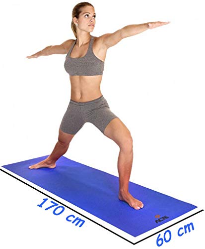 Tapete Yoga Mat Pilates Fitness Ginástica 170x60cm 5mm Grande Azul Colchonete EVA Antiderrapante Com