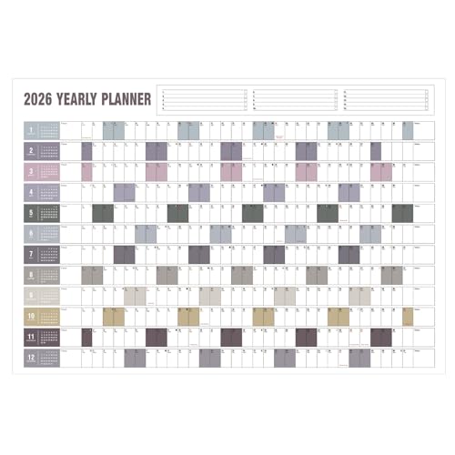 Yearly Wall Calendar with Holidays Full Year Calendar One Page Annual Year Wall Calendar with Stickers Horizontal 23X 33 (Open) Paper Folded