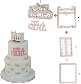 It's A Girl Cookie Cutter Set, Crib Cot Cake Fondant Cutters for Ba