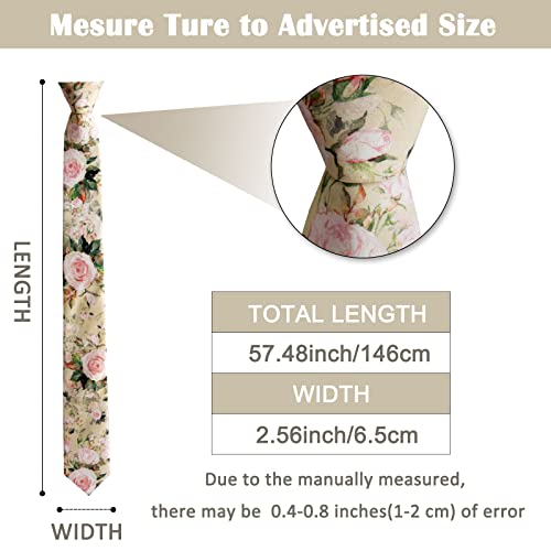 Image of Mantieqingway Men's Cotton Floral Neck Tie 2.56'' Printed Skinny Tie
