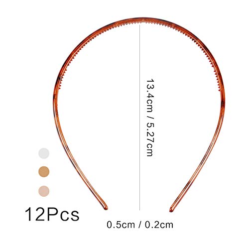 Zeaye 12 eenvoudige haarbanden in de vorm van een kam, dunne haarbanden voor vrouwen en meisjes (lichtbruin, donkerbruin… - Image 3