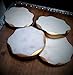 James Scott Marble Coasters - Set of 4 Round Natural Coasters with Gold Edges - Beautiful Gift