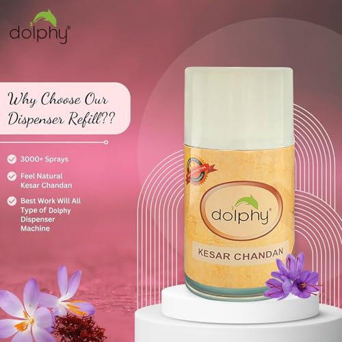 Image of Dolphy Automatic Air Freshener Refill | 3000 Sprays Guaranteed | Automatic Room Freshener, Bathroom Freshener and Room Spray and Refill Fit Dolphy Aerosol Perfume Dispenser - (kesar chandan - 300ml)