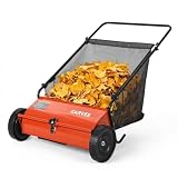 MilleLoom 26 Inch Push Lawn Sweeper, 7 Cu. ft Grass Cutter, 4 High-Speed Spinning Brushes, Durable Steel Construction, Walk-Behind Leaf & Grass Collector for Yard Cleanup