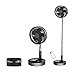 JUBANGLIAN Ventilateur de bureau rétractable avec télécommande - Ultra puissant - Portable - Rechargeable - 3 vitesses - Pour chambre à coucher, cuisine, camping - Noir