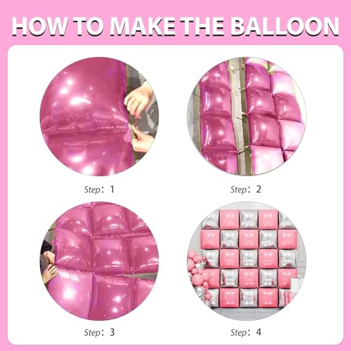 Image of Pearl Pink and Silver Double Sided Square Foil Balloons Wall,19 Inches Pink Metallic Foil Balloons Tunnel Arch Kit for Girls Bachelorette,Wedding,Anniversary,Birthday,Valentines Day Decoration