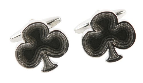 Harvey Makin Rhodium Plated Cufflinks Shamrocks, METAL