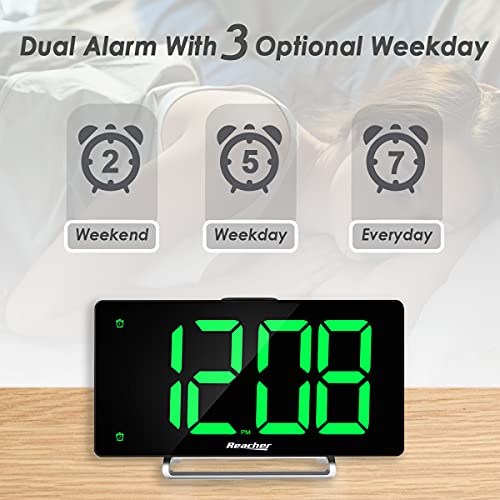 Large Alarm Clock 9" Led Digital Display Dual Alarm With Usb Charger Port 0-100 Dimmer For Seniors Simple Bedside Big Number Alarm Clocks For Bedrooms #TOP4