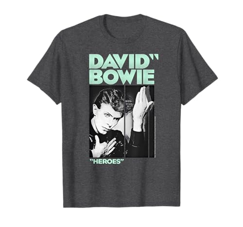 David Bowie - Festive Heroes T-Shirt - Men's Unisex Adult David Bowie Fan T-Shirt - Grey - Short Sleeve - Classic Fit - Cotton - Solid - Winter