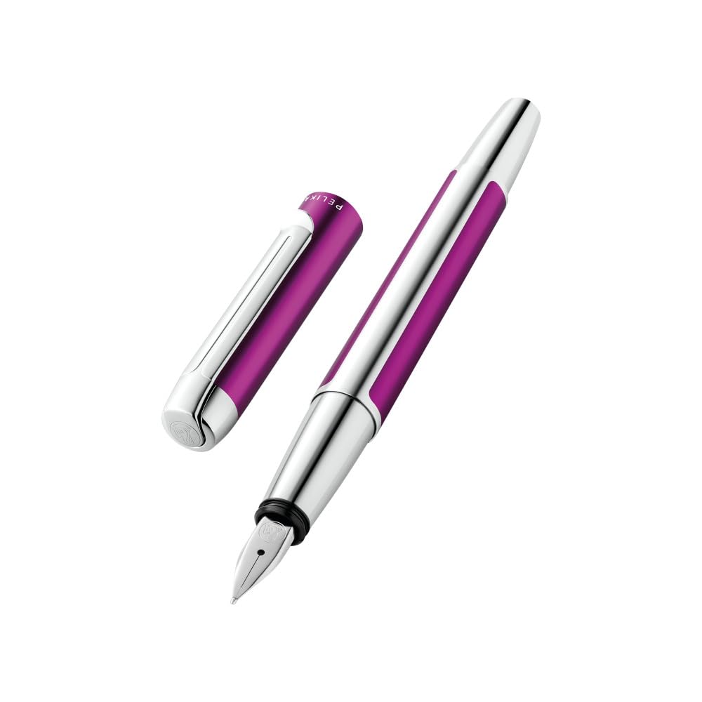 Pelikan Füllhalter Pura P40, Violett, Feder M (mittel), hochwertiger Patronenfüller im Geschenk-Etui, 823784