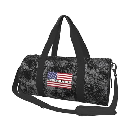 Deplorable American Flag Convertible Garment Bag with Shoulder Strap, Carry on Garment Duffel Bag for Men Women - Rolling Foldable for Travel Luggage Bags (Black)