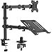 WORLDLIFT Monitor Halterung mit Laptop Arm für 13-27 Zoll LCD LED Bildschirm und 13-17” Notebook, 2 Montageoptionen, VESA 75/100 mm, Schwarz