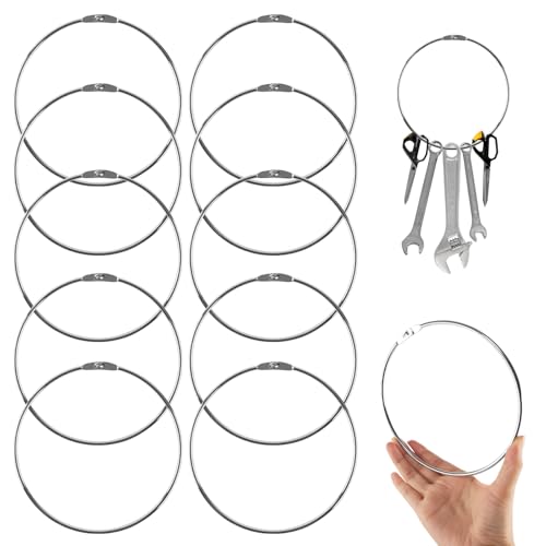10 Pack 6 Inch Loose Leaf Binder Rings, Nickel Plated Book Rings for Index Cards, Keychains, DIY Crafts, Office, School,Home (10)
