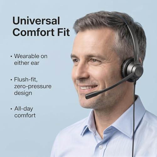 EAGATON X1 RJ9 Desk Phone Headset - Desk Phone ONLY - Single Ear Noise Cancelling Mic - Compatible with Yealink Cisco Polycom Avaya IP Phones - All-Day Comfort by EAGATON - Used condition - Image 6