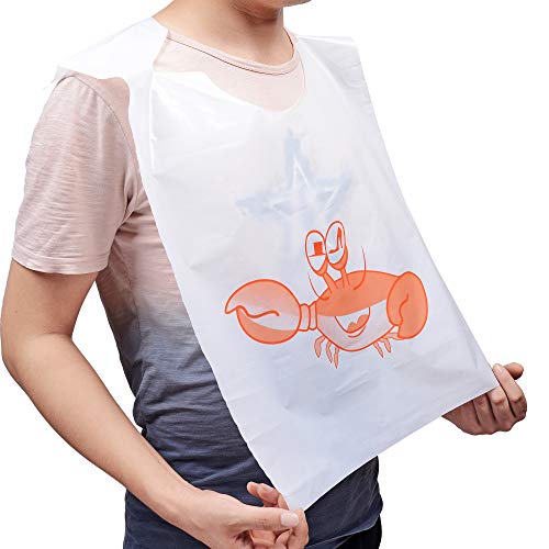 Mgtech 30 Pack 23 Inch Crab Bibs Thick Disposable Plastic Funny Seafood Apron For Adults #TOP1