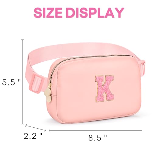 Image of Initial Fanny Pack for Girls, Birthday Gifts for 4 5 6 7 8 9 10 11 12 13 Teen Girl - Cute Personalized Trend Stuff - Peach K