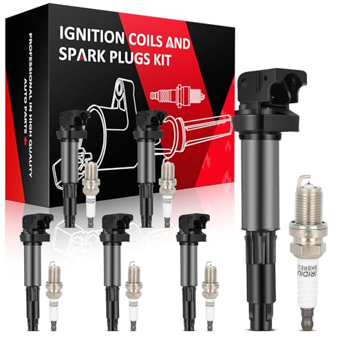 SCITOO Ignition Coil Coils & Iridium Spark Plugs fit for 325Ci 325i 330Ci 330i 525i 530i 645Ci 750Li 760i Alpina B7 M3 X3 X5 4.4L 4.8L V8 UF515 6 ignition coils for 6 iridium Spark Plugs