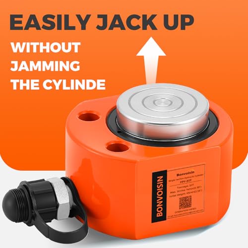 Image of Bonvoisin Hydraulic Ram Cylinder 30T Hydraulic Cylinder Jack Porta Power Ram 0.55 inch Stroke Low Profile Lifting Cylinders for Machinery Shipbuilding Bridge Construction