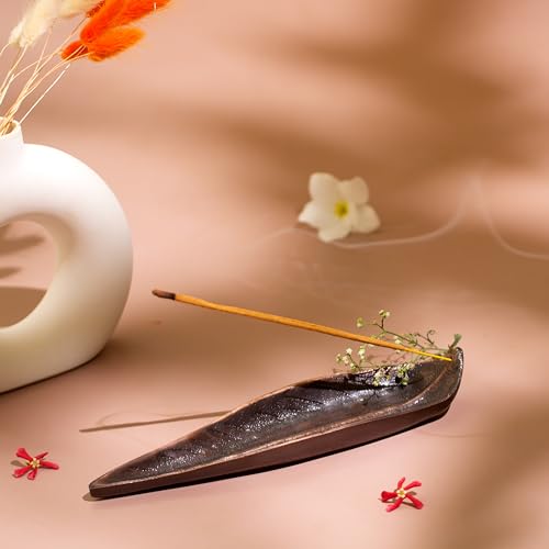 Raajsee Incense Holder Set with Nag Champa Incense Sticks 15gm,Curve Leaf Incense Stick Burner, Brass Incense Burner,Modern Stick Incense Holder for Yoga, Meditation,Home Décor Size 10x3 inches Copper Raajsee Incense Holder Set with Nag Champa Incense Sticks 15gm,Curve Leaf Incense Stick Burner, Brass Incense Burner,Modern Stick Incense Holder for Yoga, Meditation,Home Décor Size 10x3 inches Copper